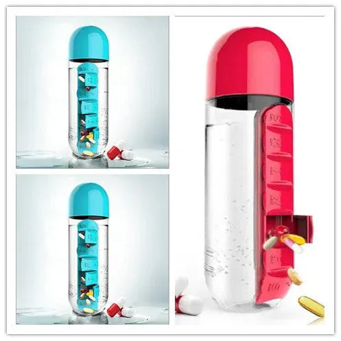 Direct Selling Two-In-One Water Cup Pill Box 7-Day Pill Box 7 Grids Outdoor Easy To Carry Water Bottle One Week With Pill Box Cup - Bellarte Enchanté Direct Selling Two-In-One Water Cup Pill Box 7-Day Pill Box 7 Grids Outdoor Easy To Carry Water Bottle One Week With Pill Box Cup